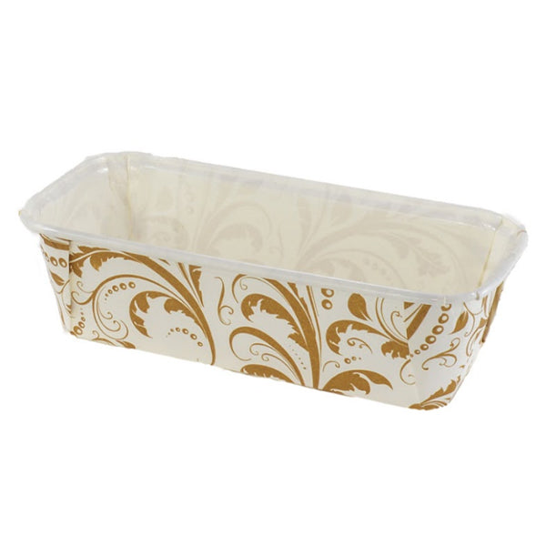 Novacart Loaf Mold Bianco Ramage White/gold 6.2.125x 2IN 40-Pack