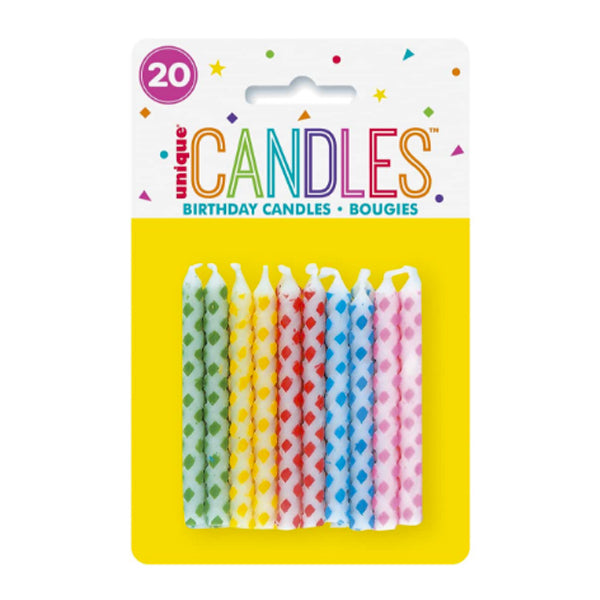71 Diamond Dot Candles Multi 20 ct