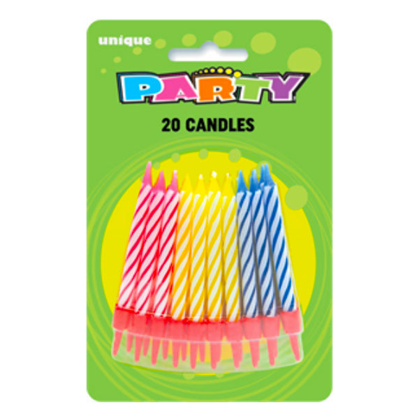 Unique Spiral Candles in Holders Multi 20 ct
