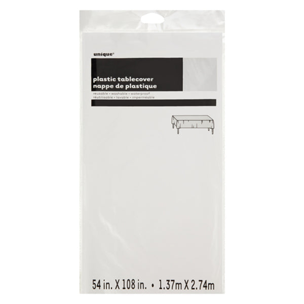 Unique Clear Rect Plastic Tablecover 108 ct