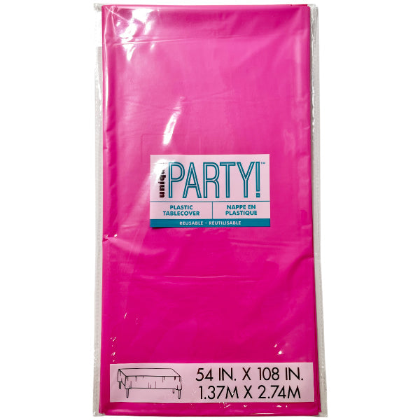 Unique Hot Pink Rect Plastic Tablecover 108