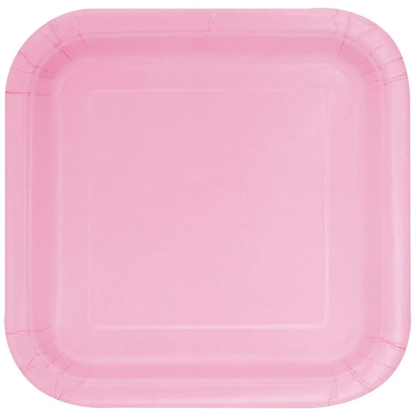 Unique Lovely Pink 9IN Square Plates 14 ct