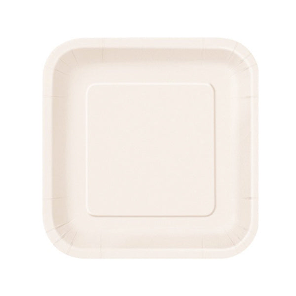 Unique 7in White Square Paper Plates 12-Pack