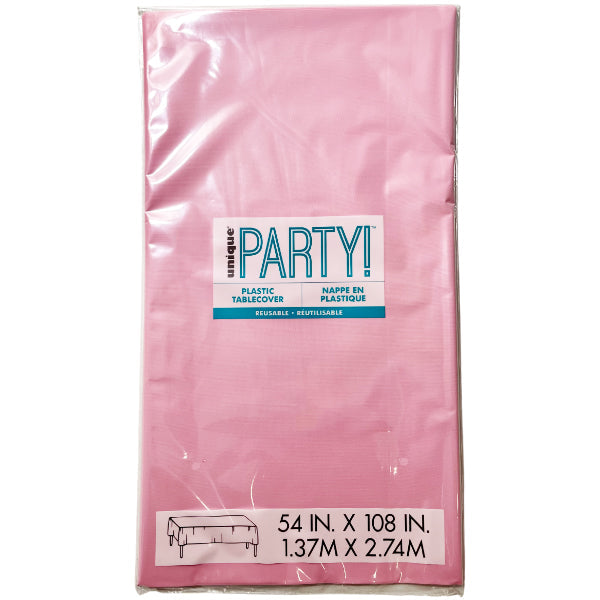 Unique Lovely Pink Rectangular Plastic Table Cover 108 ct