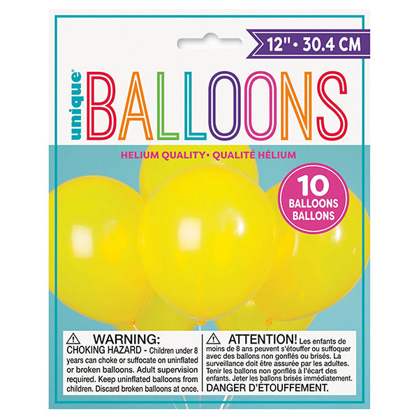 Unique Yellow Balloons 12in 10 ct
