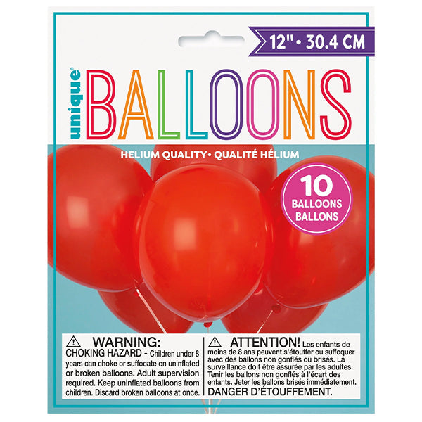 Unique Ruby Red Balloons 12in 10 ct