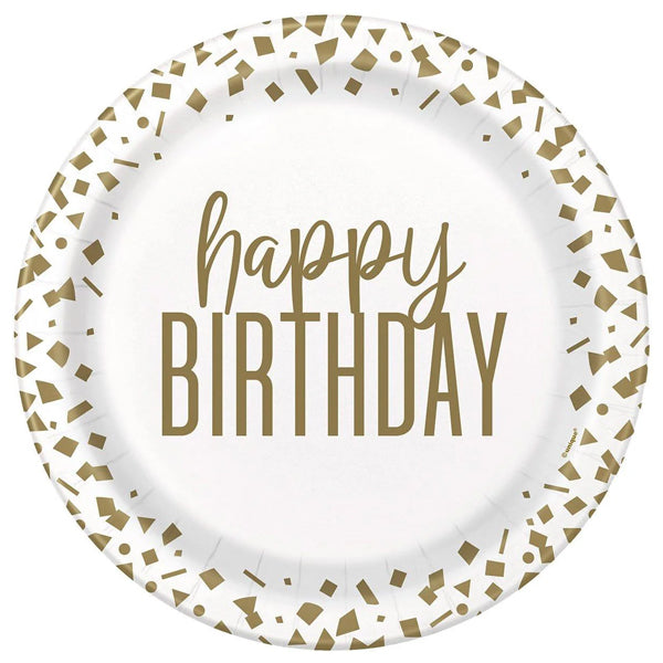 Unique Gold Confetti Birthday Plate 7"