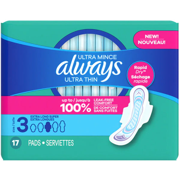 Always Ultra Thin 3 Extra Super Long W/flexi Wing 17 ct