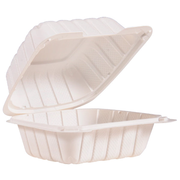 DART 6IN Mfpp White 1COMPARTMENT Hinged Container 4x75-Pack