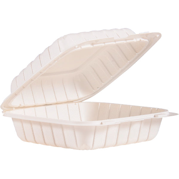 DART 8IN Mfpp White 1COMPARTMENT Hinged Container 2x75-Pack