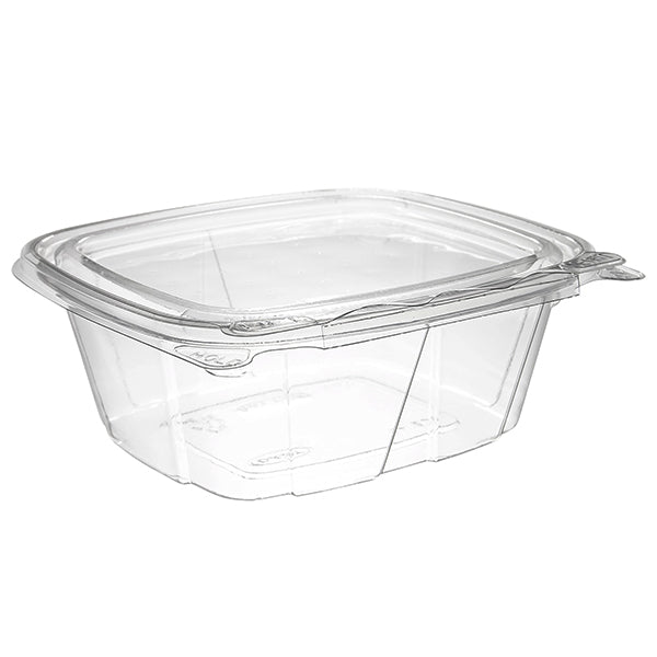 DART 12 oz Clear Hinged Tamper Resistant Container w/ Flat Lid 200 ct