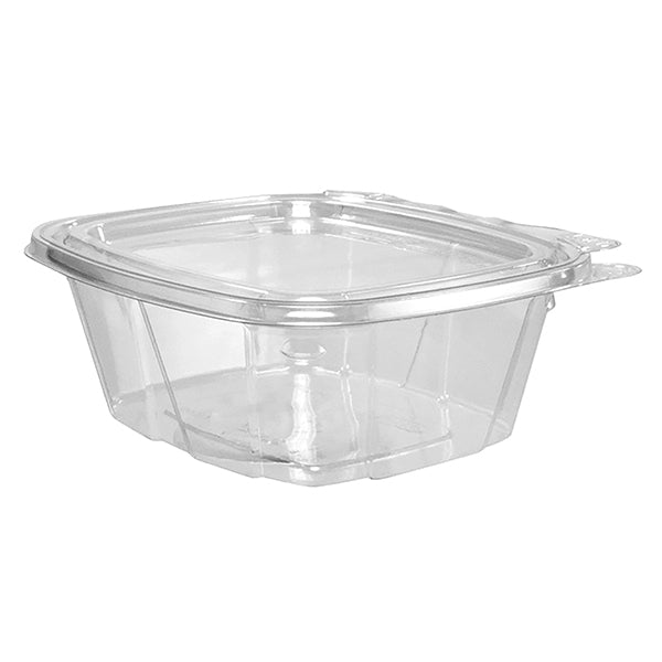 DART 16 oz Clear Hinged Tamper Resistant Container w/ Flat Lid 200 ct