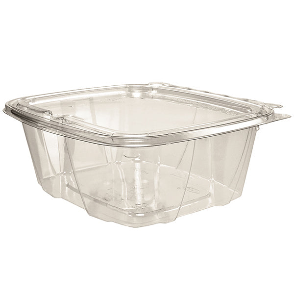 DART 32 oz Clear Hinged Tamper Resistant Container w/ Flat Lid 200 ct