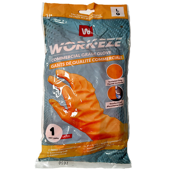 Workeze Orange 19 Mil Latex Glove Large 1PAIR