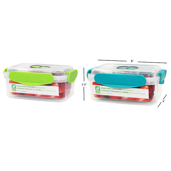 Plasticware Quadlock with Vent Lid 500 mL 2 Colors