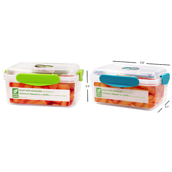Plasticware Quadlock with Vent Lid 1100 mL 2COLORS