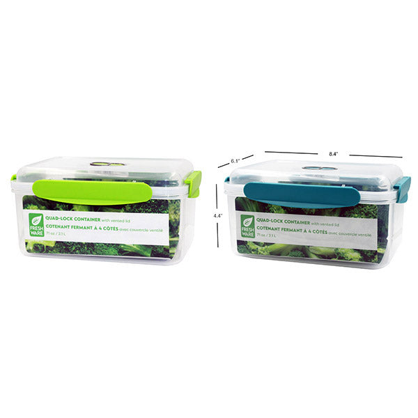 Plasticware Quadlock with Vent Lid 2100 mL 2COLORS