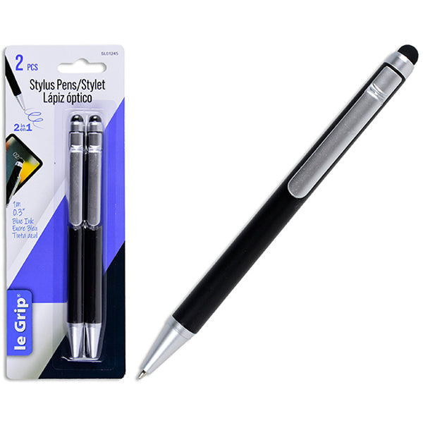Links 2 pc Stylus Rect Pens Silver Trim 2 ct