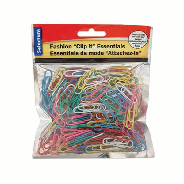 Selectum Asst Colour Paper Clips in Zip Bag