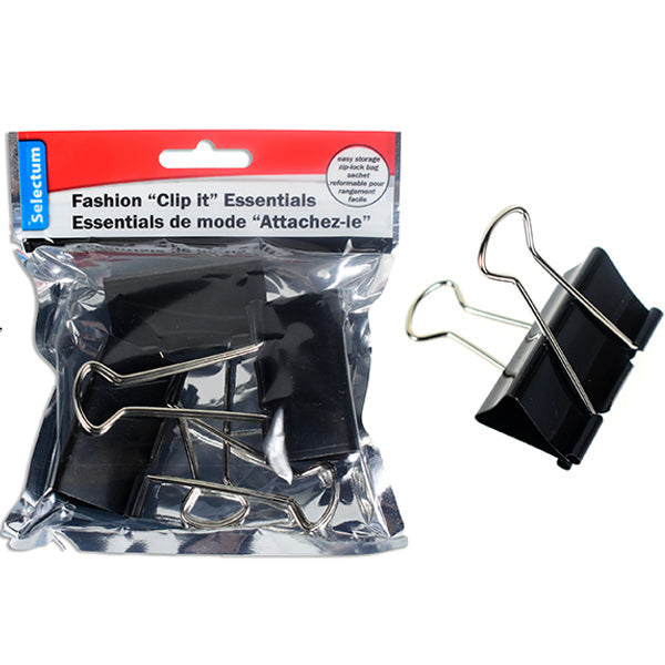 Selectum Black Binder Clips in Zip Bag 3-Pack