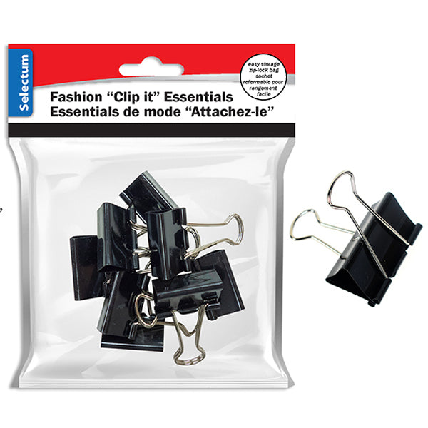 Selectum Foldback Clips 1.5in Assorted 4 ct