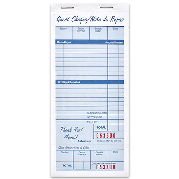 Selectum Restaurant Guest Check Pad