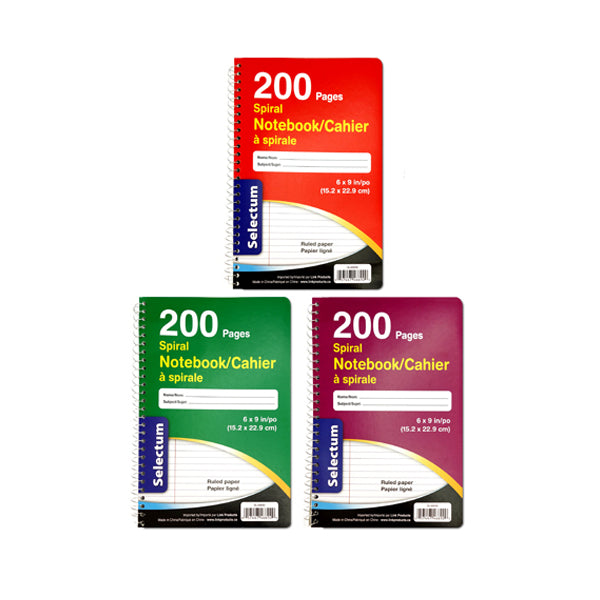 Selectum Coil Note Book 9IN 200PGS