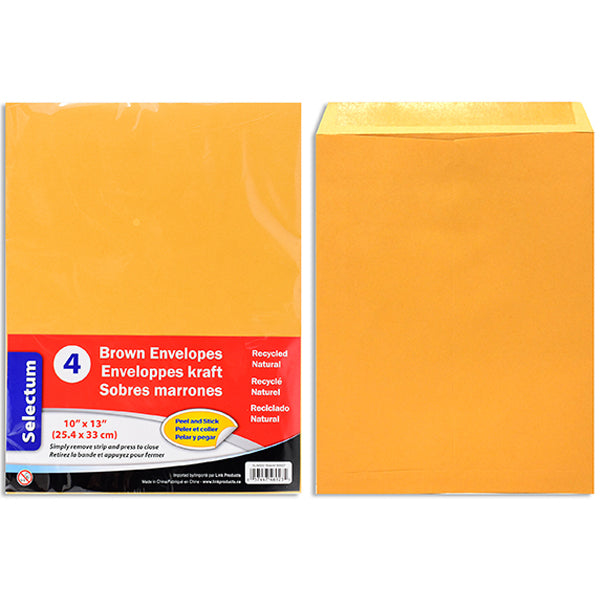 Selectum Kraft Envelopes 13in 4 ct
