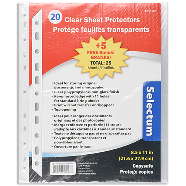 Selectum 25-Pack Clear Sheet Protectors