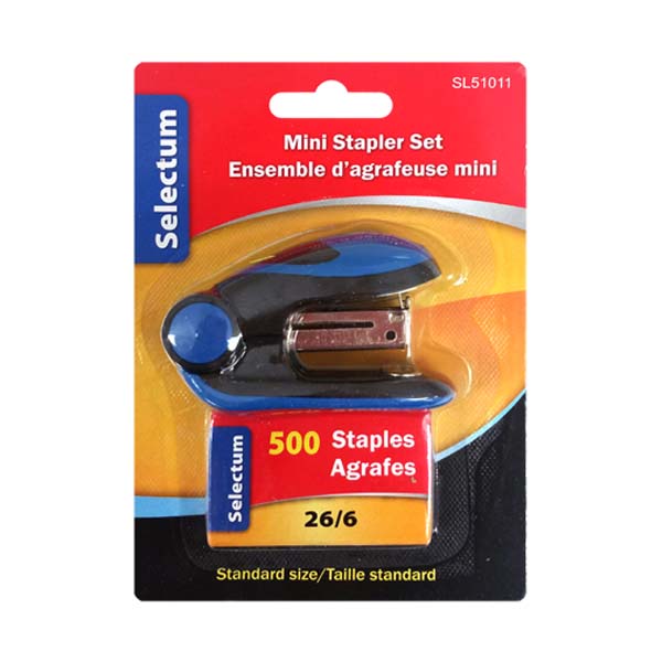 Selectum Mini Colored Stapler with Staples