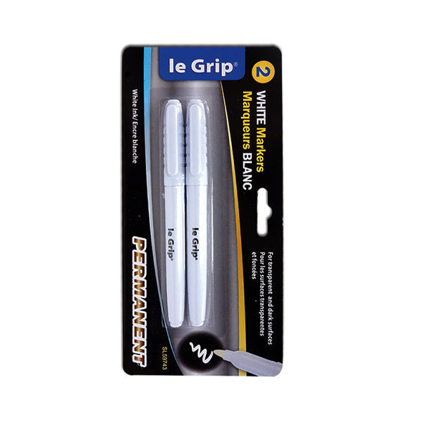 Le Grip 2 pc White Ink Permanent Markers