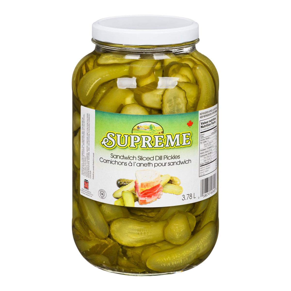 Supreme Sandwich Sliced Dill Pickles 3.78 L