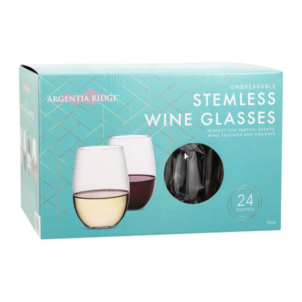 Argentia Ridge Plastic Crystal Stemless Wine Glass 24 ct