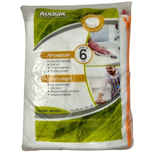 Kodiak White Microfiber Towels 6 ct
