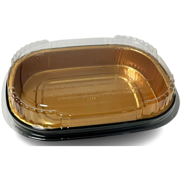 Titan 52 oz Black/gold Entree Container with Lid 25-Pack