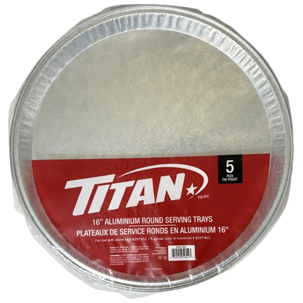Titan 16IN Round Aluminum Serving Trays 5 ct