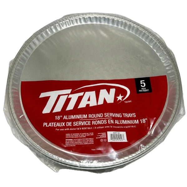 Titan 18" Round Aluminum Serving Tray 5-Pack