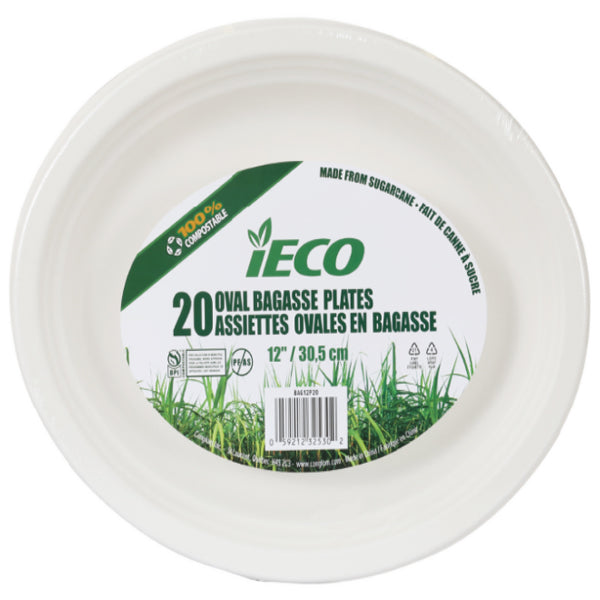IECO 12IN Bagasse Platter 20-Pack