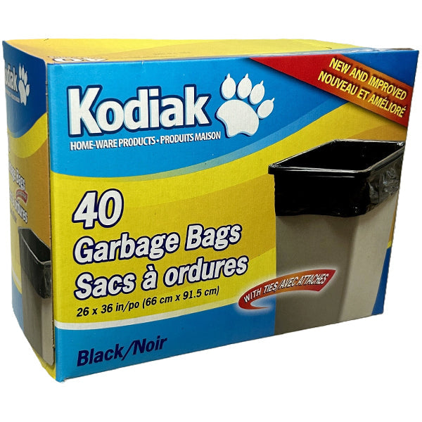 Kodiak Regular Black Garbage Bags 26"x36" 40 ct