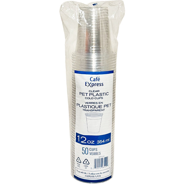 Cafe Express Clear Pet Plastic Cups 12 oz 50 ct