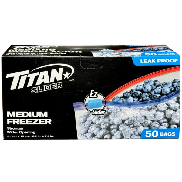 Titan Slider Freezer Bag Medium 50-Pack