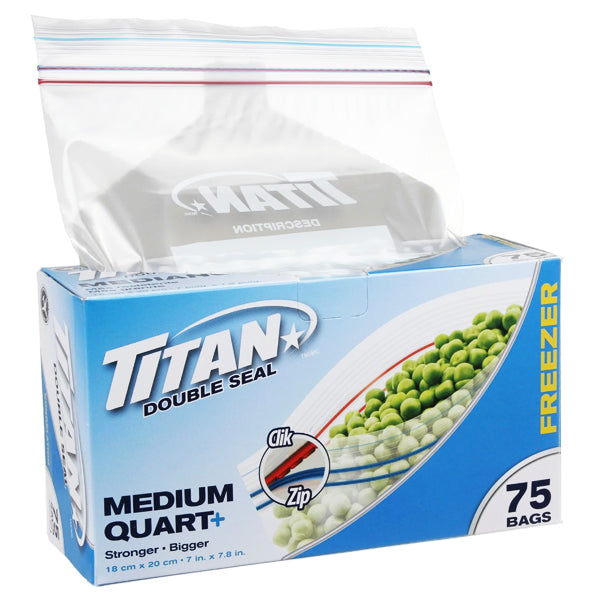 Titan Clik Zip Medium Freezer Bag 75 ct