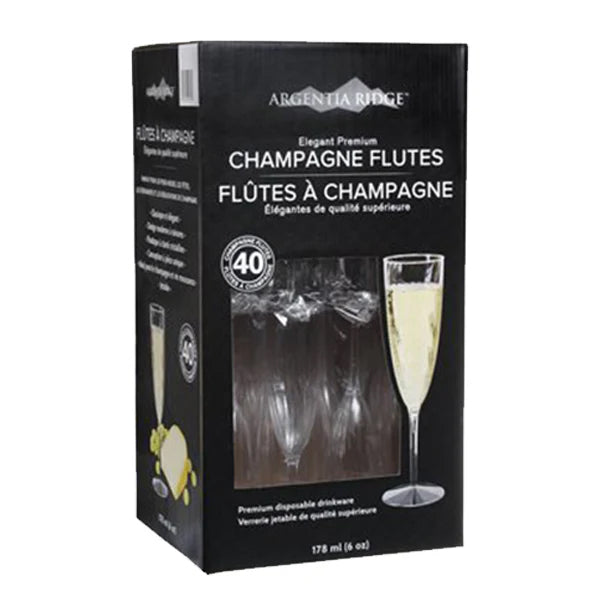 Argentia Ridge Plastic Crystal Champagne Glasses 40 ct