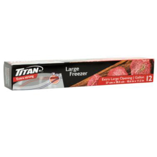 Titan Clik Zip Large Freezer Bag 12 ct