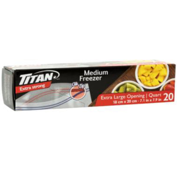 Titan Clik Zip Medium Freezer Bag 20 ct