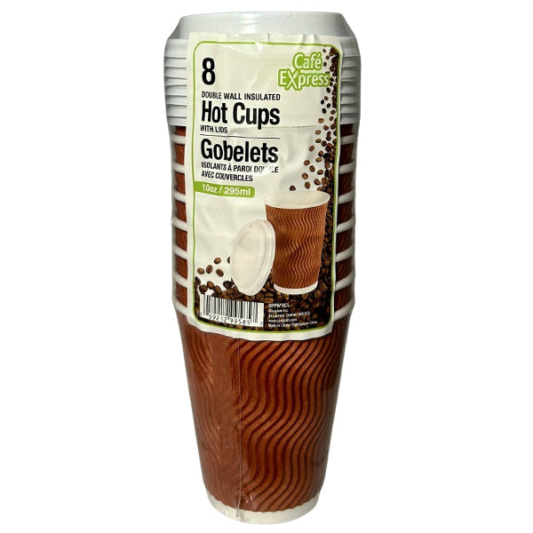 Cafe Express 10 oz Hot Cup with Lid 8-Pack