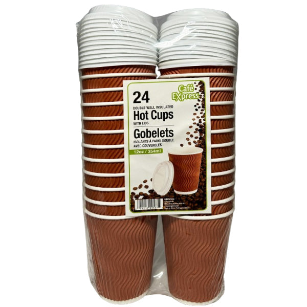 Cafe Express 12 oz Hot Cup with Lid 24 ct
