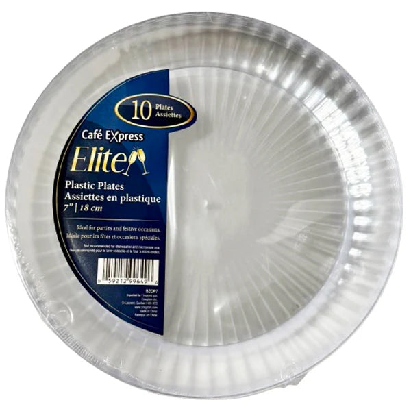 Elite Clear Polystyrene Plates 7in 10 ct
