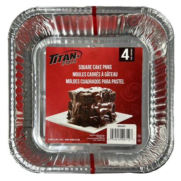 Titan Foil Square Aluminum Cake Pans 4-Pack