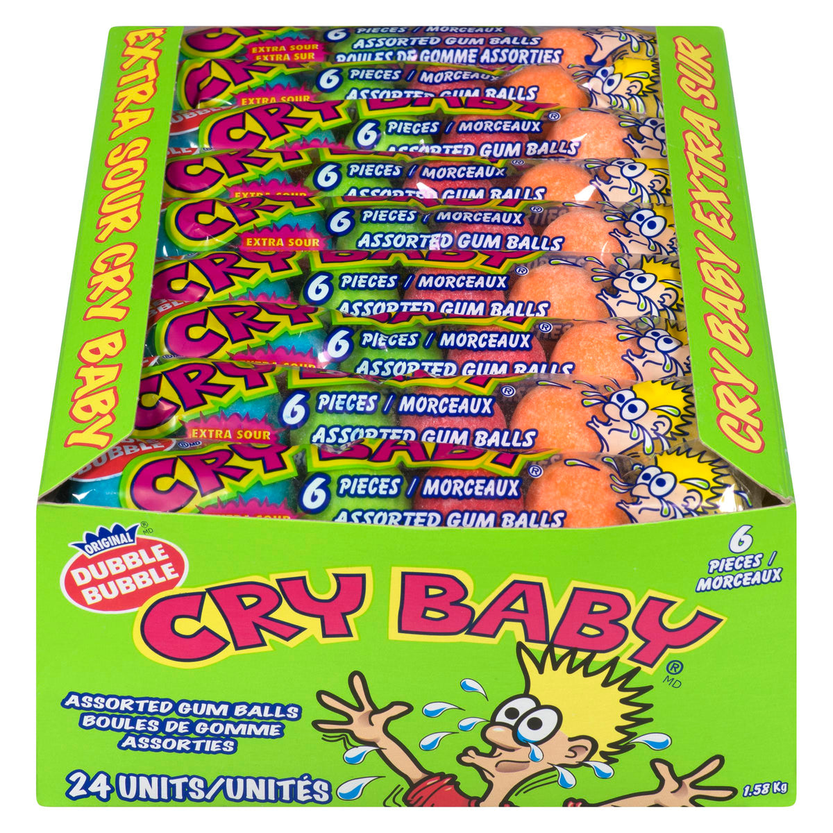 Dubble Bubble Cry Baby Jumbo Gumballs 6 ct